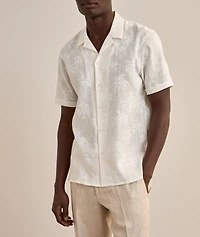 Tropical Print Linen Camp Shirt