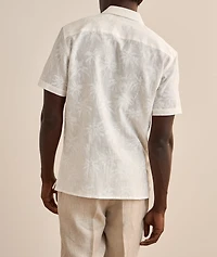 Tropical Print Linen Camp Shirt
