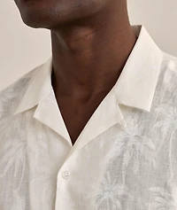 Tropical Print Linen Camp Shirt