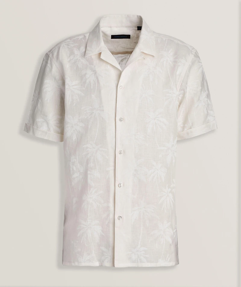 Tropical Print Linen Camp Shirt