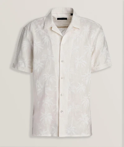 Tropical Print Linen Camp Shirt