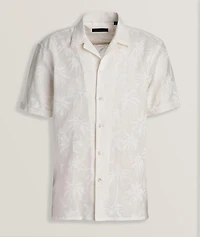 Tropical Print Linen Camp Shirt