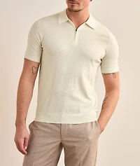 Cotton-Blend Quarter-Zip Polo