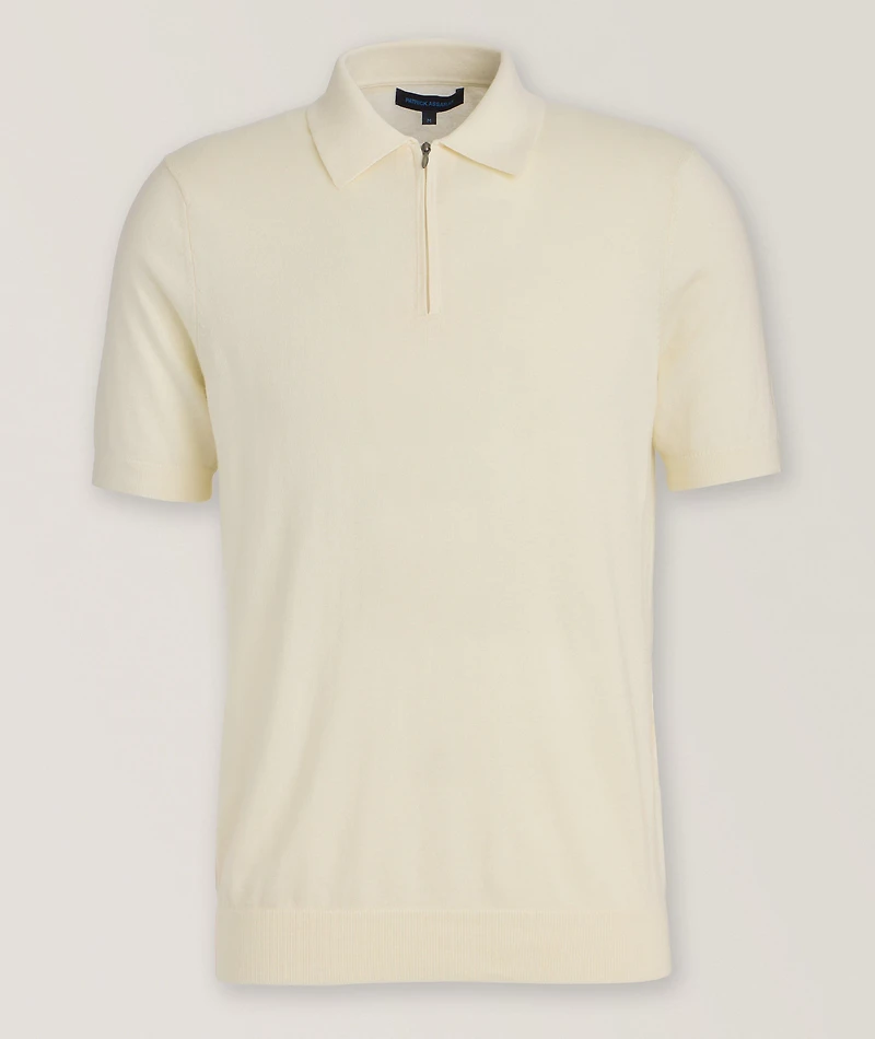 Cotton-Blend Quarter-Zip Polo