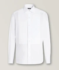 Textured Bib Cotton Tuxedo Shirt