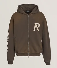 Tape Print Zip Hooded Sweater