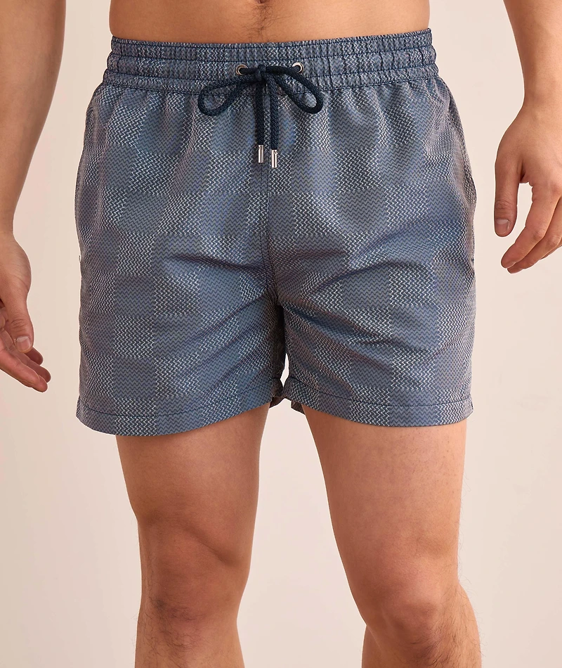 Rio Copa Check Print Jacquard Swim Shorts