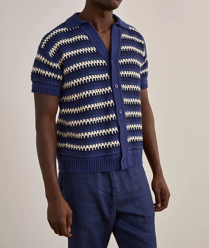 Pinto Striped Crochet Cardigan