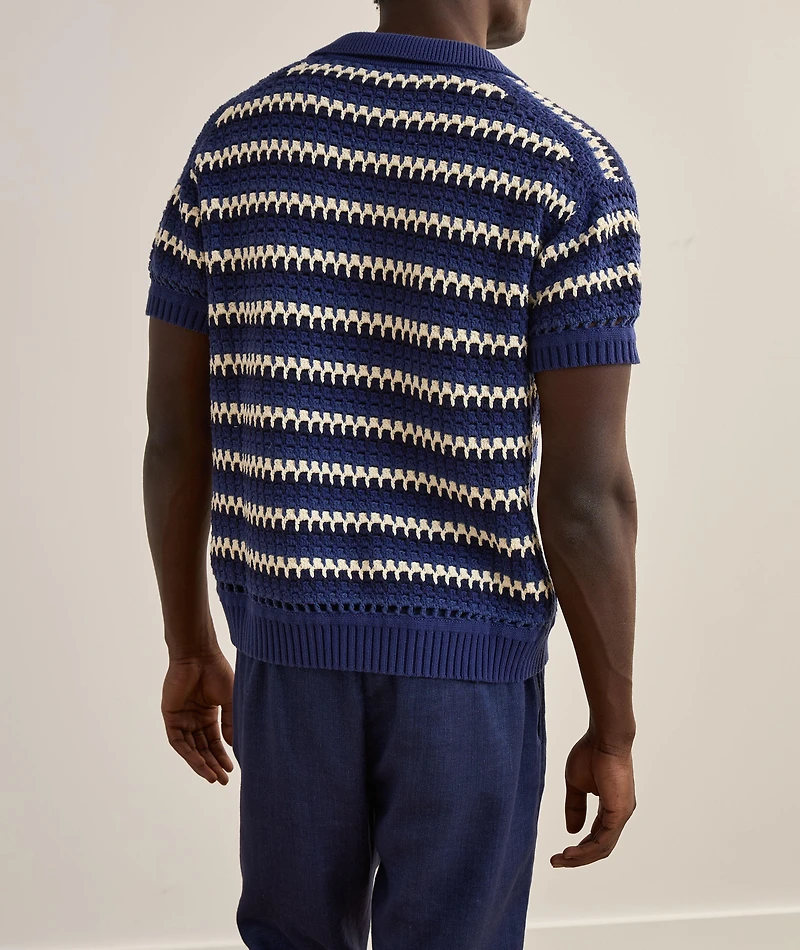 Pinto Striped Crochet Cardigan