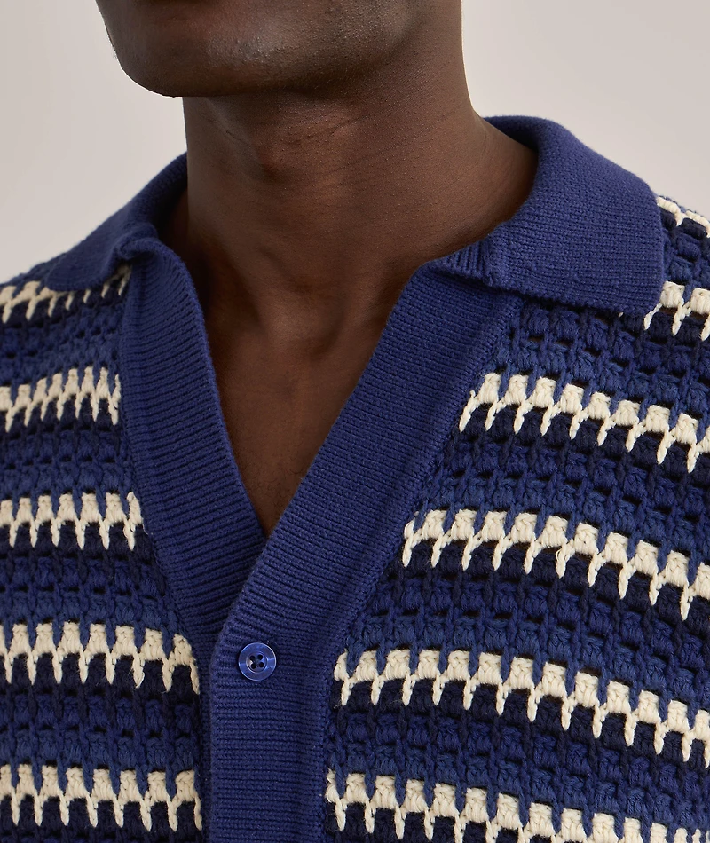 Pinto Striped Crochet Cardigan