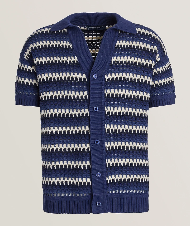 Pinto Striped Crochet Cardigan
