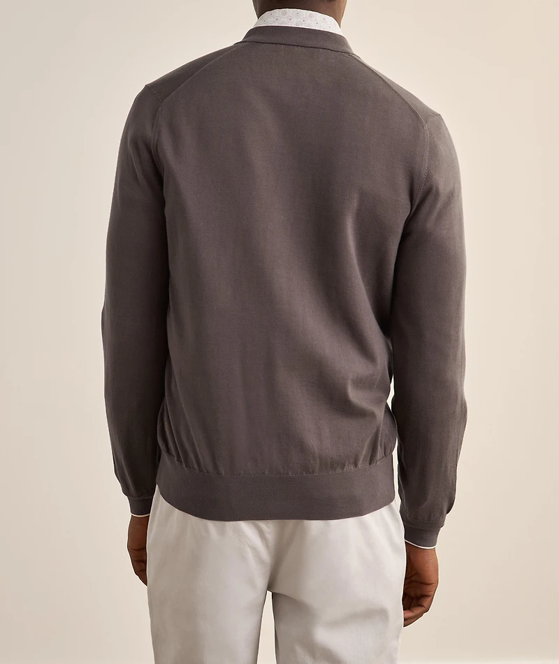 Contrast Trim Cotton Cardigan