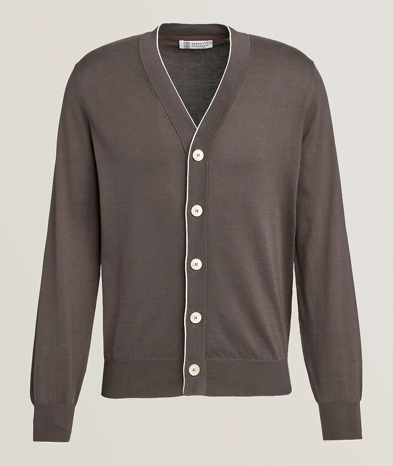 Contrast Trim Cotton Cardigan