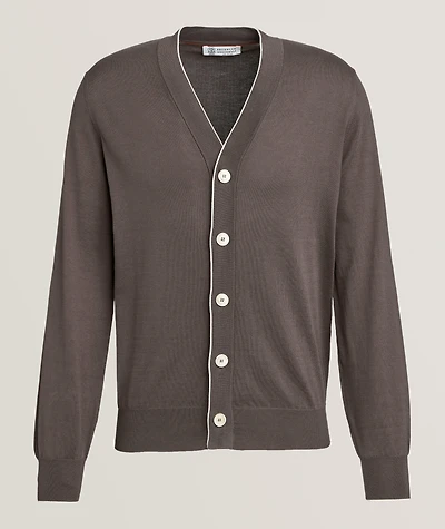 Contrast Trim Cotton Cardigan