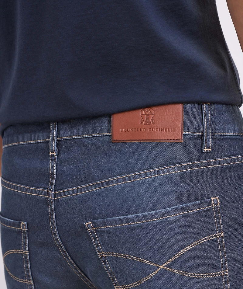 Traditional-Fit Cotton & Silk-Blend Jeans