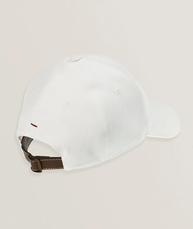 Embroidered Logo Linen Baseball Cap