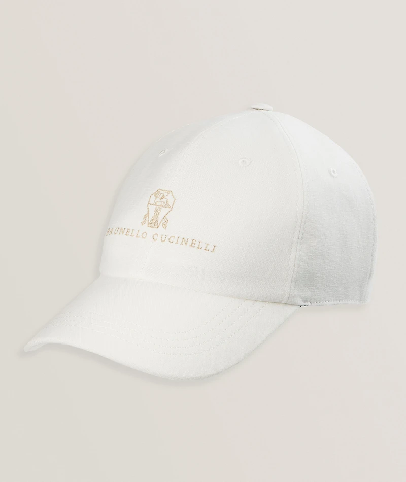 Embroidered Logo Linen Baseball Cap