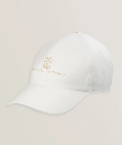 Embroidered Logo Linen Baseball Cap