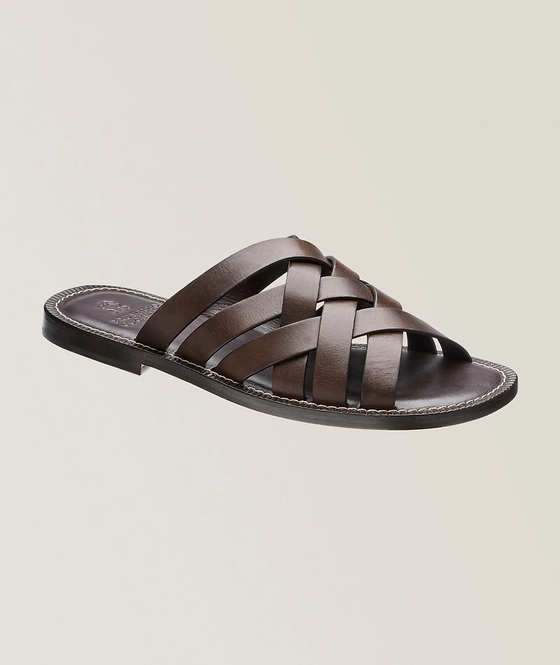 Leather Woven Crisscross Sandals