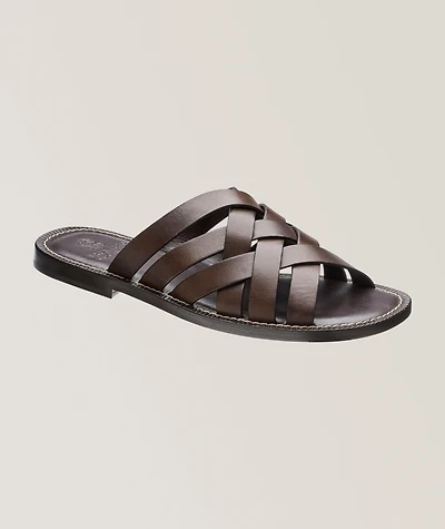 Leather Woven Crisscross Sandals