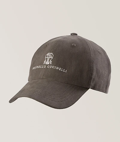 Logo Script Linen Baseball Cap