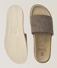 Suede Contrast Slide Sandals