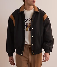 Leather Panel Bomber Jacket