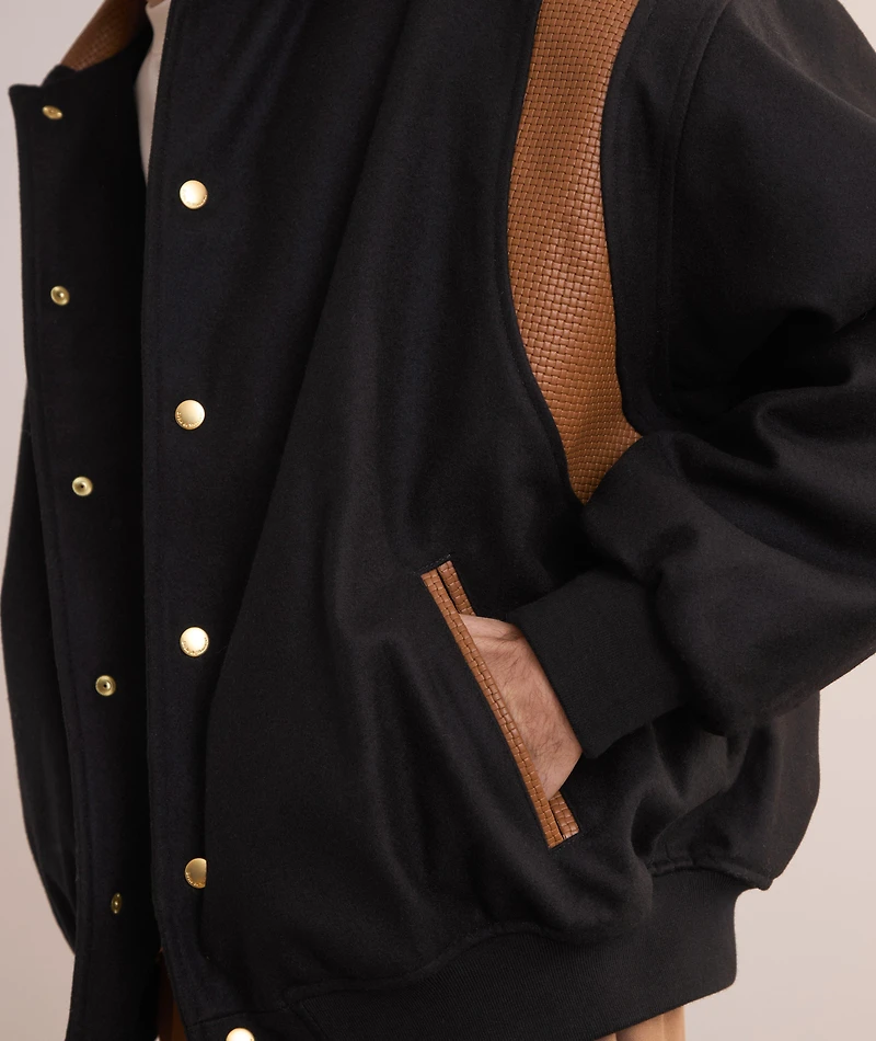 Leather Panel Bomber Jacket