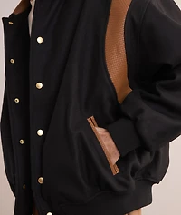 Leather Panel Bomber Jacket