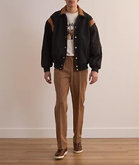 Leather Panel Bomber Jacket