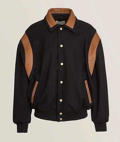 Leather Panel Bomber Jacket