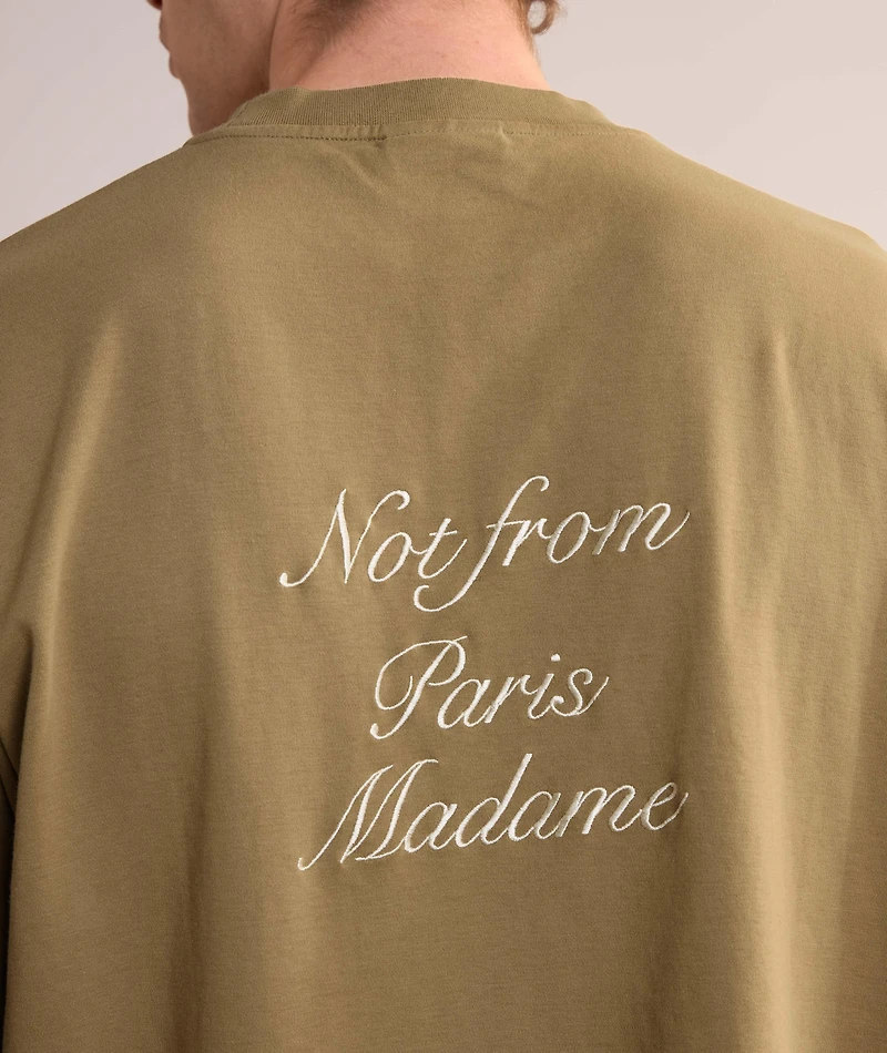 Embroidered Slogan Cotton T-Shirt