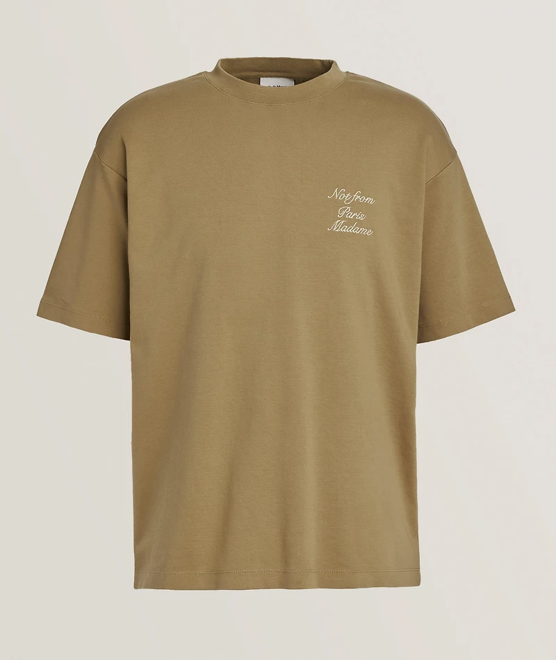 Embroidered Slogan Cotton T-Shirt