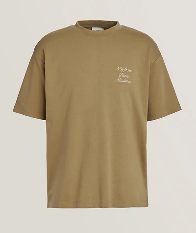 Embroidered Slogan Cotton T-Shirt