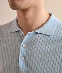 Linen-Cotton Ribbed Knit Polo