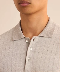 Tonal Striped Linen-Cotton Knit Polo