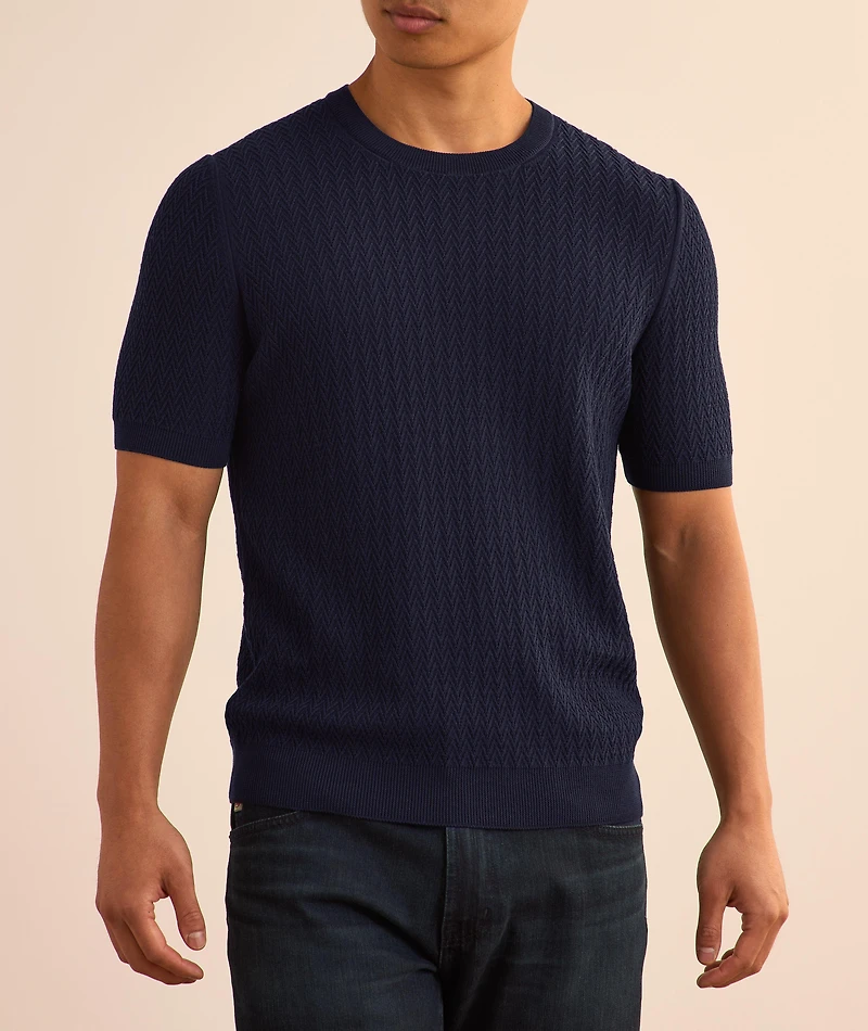 Zig-Zag Cotton Knit Sweater