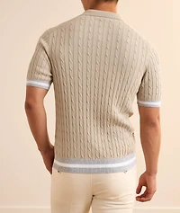 Cable-Knit Cotton Stripe-Trim Polo
