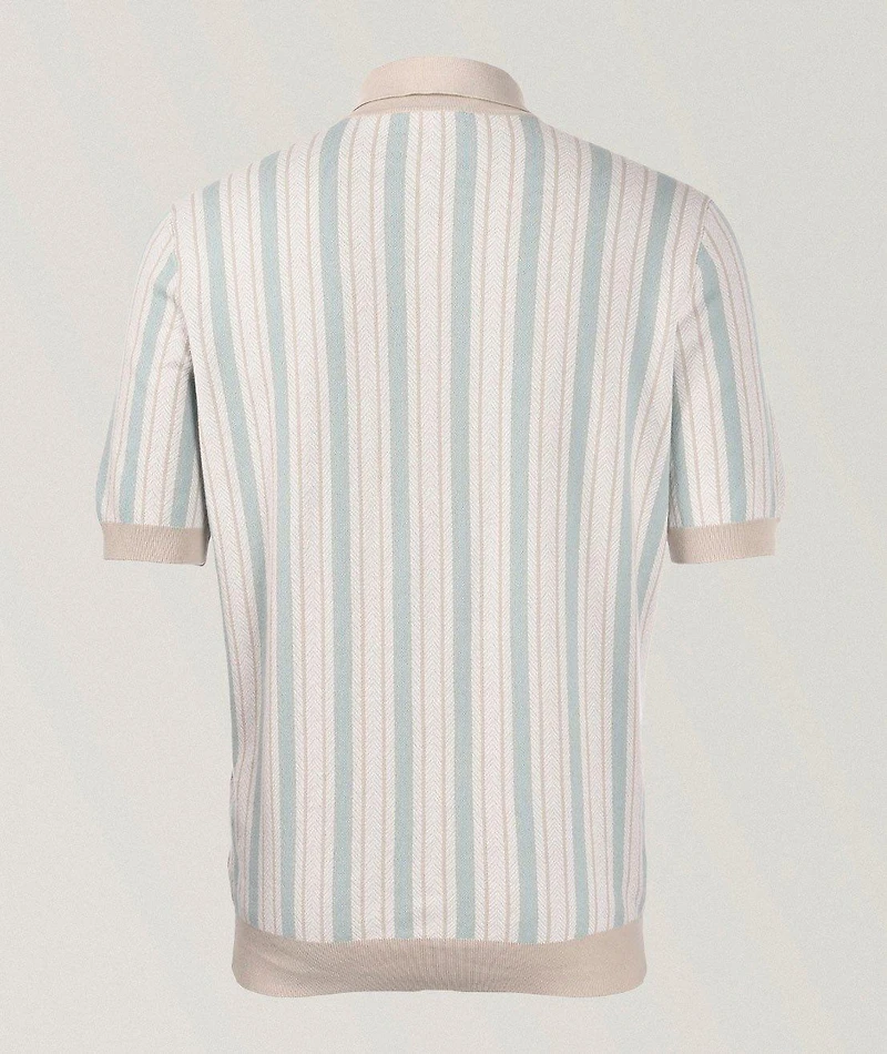 Striped Full-Button Knit Shirt