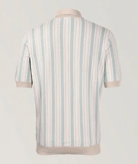 Striped Full-Button Knit Shirt