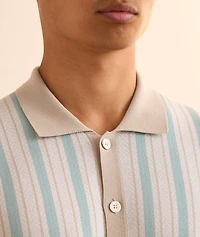 Striped Full-Button Knit Shirt