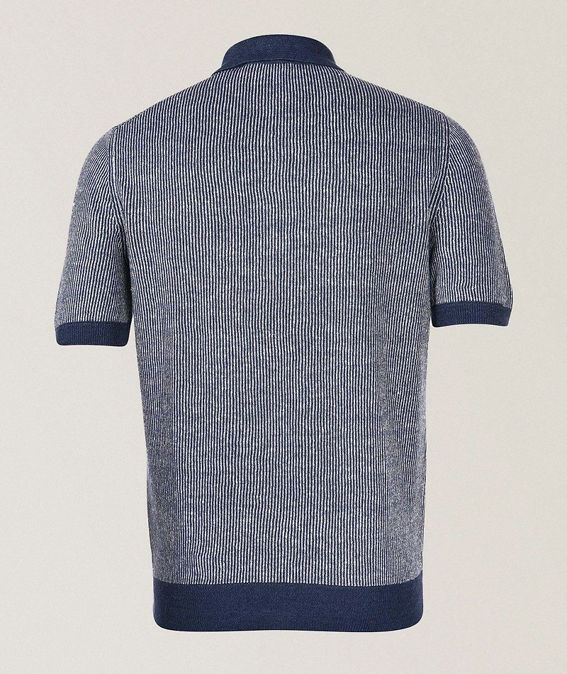 Ribbed Linen-Cotton Quarter-Zip Polo