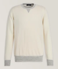 V-Notch Wool-Silk Crewneck Sweater