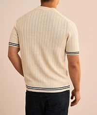 Linen-Cotton Ribbed Cricket Sweater