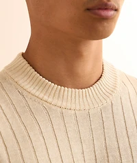 Linen-Cotton Ribbed Cricket Sweater
