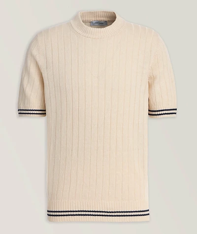 Linen-Cotton Ribbed Cricket Sweater