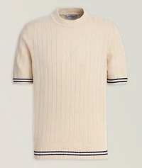 Linen-Cotton Ribbed Cricket Sweater