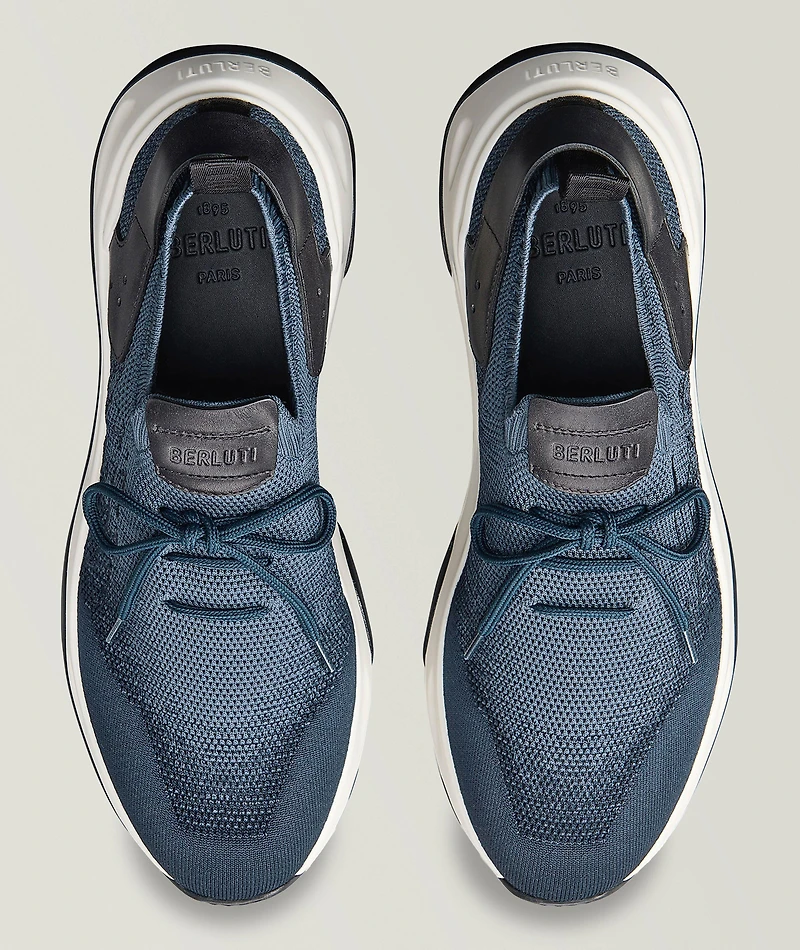 Shadow Scritto Knit & Lagoon Calf Sneakers