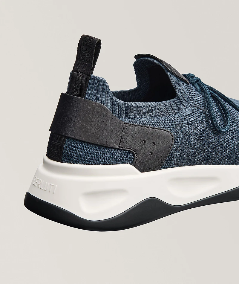 Shadow Scritto Knit & Lagoon Calf Sneakers