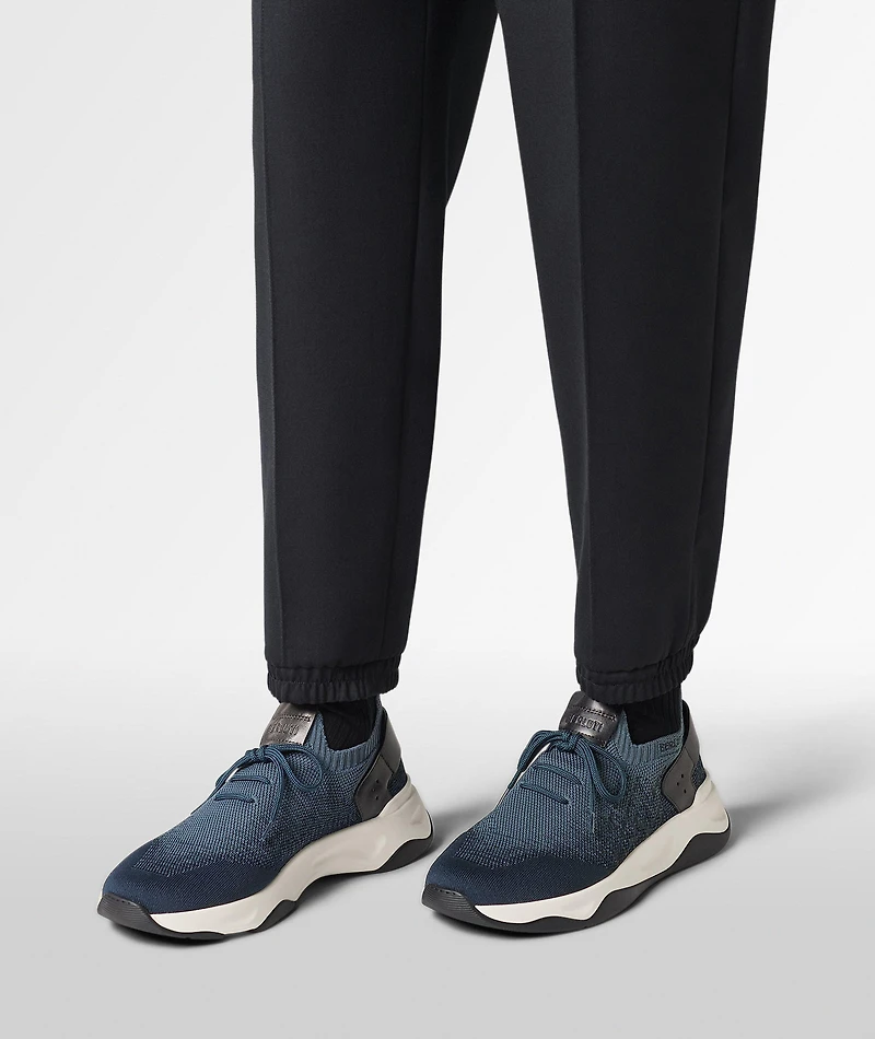 Shadow Scritto Knit & Lagoon Calf Sneakers